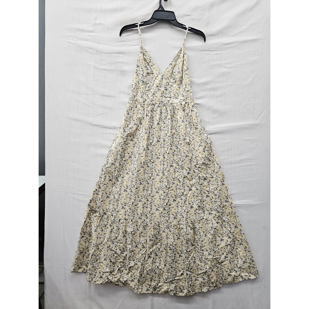 Universal Thread Womens Floral Tiered Maxi Dress Yellow Cotton Size XS
